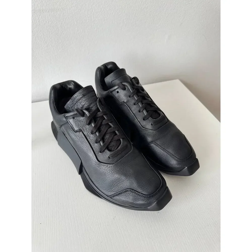 Adidas Rick Owens Level Runner Low 2 / Black Leather Sneakers